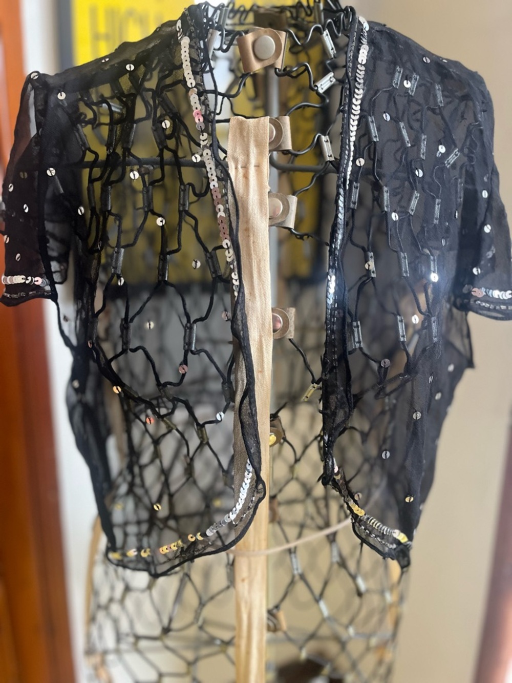 Black Vintage Sequin Mesh Bolero Shrug